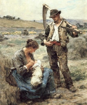 Leon Augustin Lhermitte Painting - Maternite ou LHeureuse Famille rural scenes peasant Leon Augustin Lhermitte